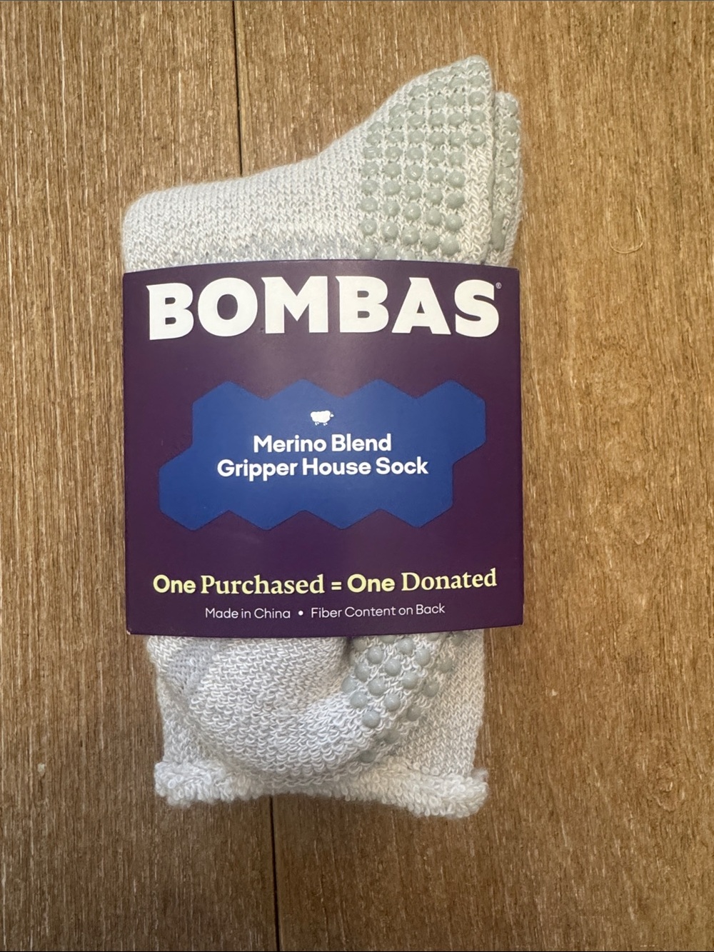 Bombas women’s Merino Blend Gripper House Socks - Light Gray half calf